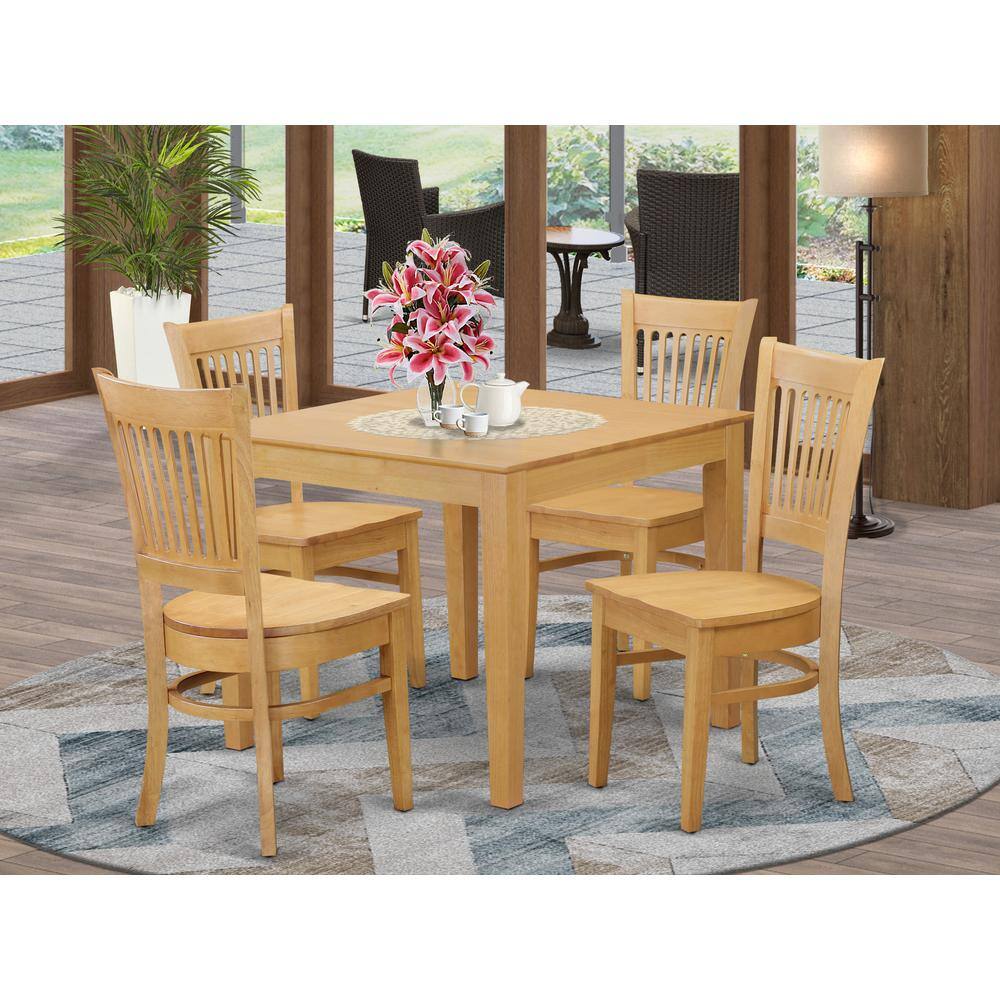 Back. East West Furniture - 5 PC Dinette set - Table and 4 dinette Chairs - Oak.
