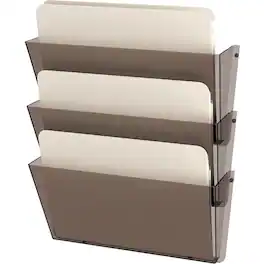 Deflecto - Unbreakable DocuPocket - 3 Pockets - 6.50" Height x 14.50" Width x 3" Depth - Unbreakable - Smoke - Plastic - 3