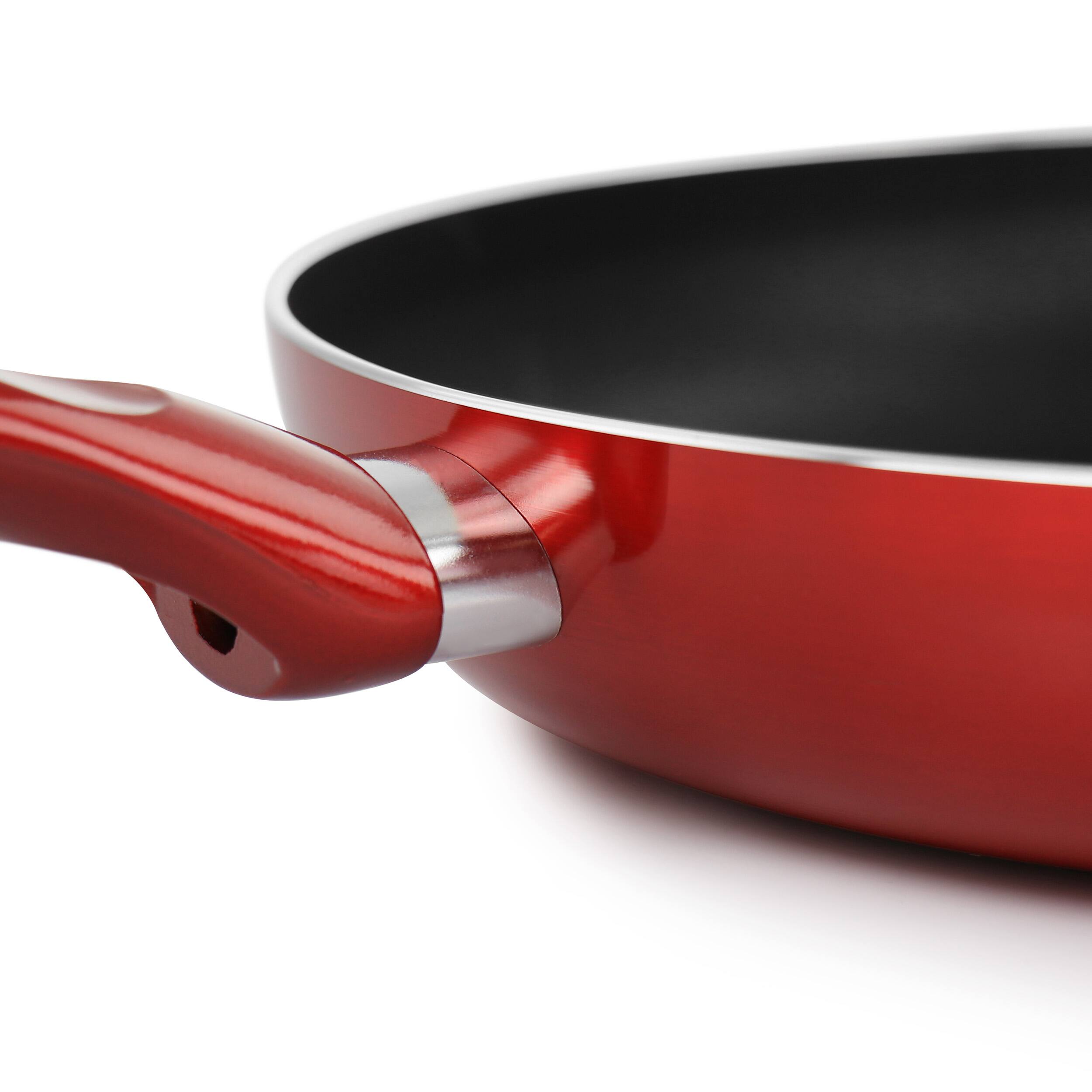 Alt View 2. Better Chef - Better Chef 12in Silver Metallic Non Stick Gourmet Fry Pan in Red - Red.