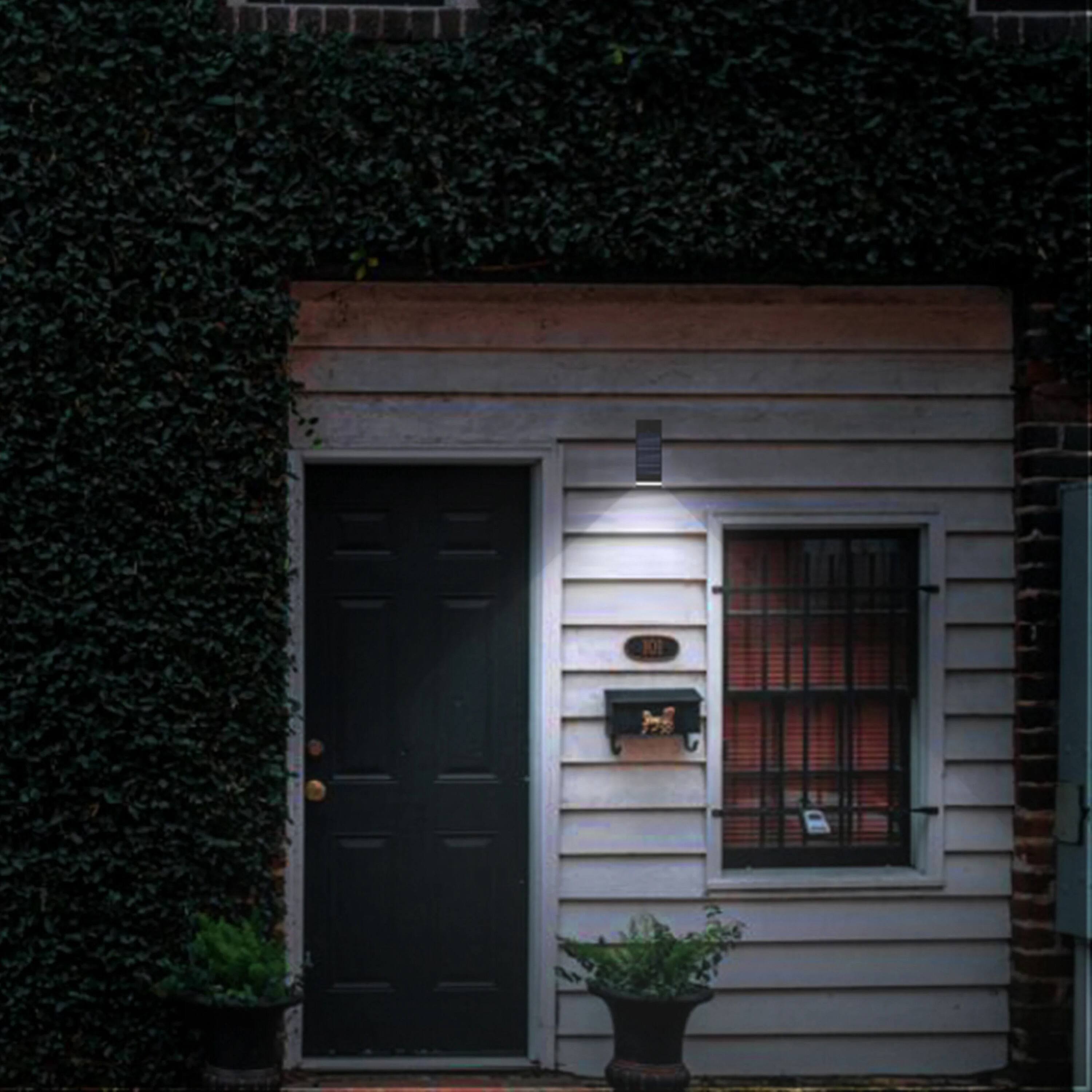 Alt View 9. Techko Maid - Solar Outdoor LED Wall Sconce - Single Direction Light - Black.