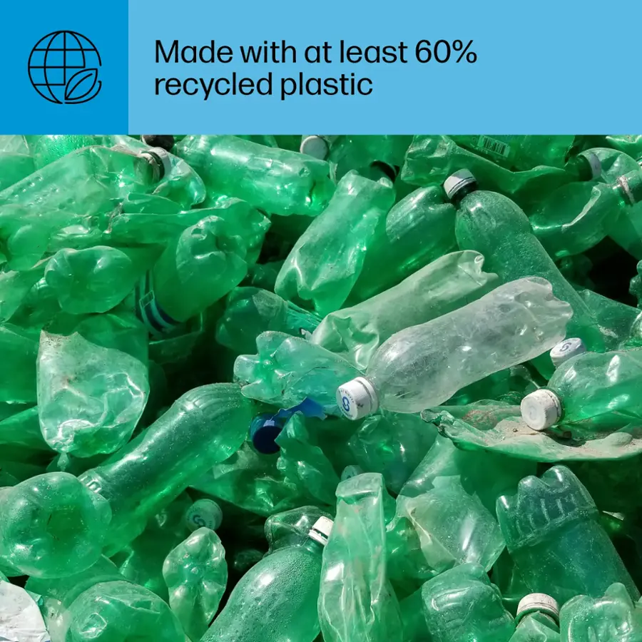 Made with at least 60% recycled plastic.