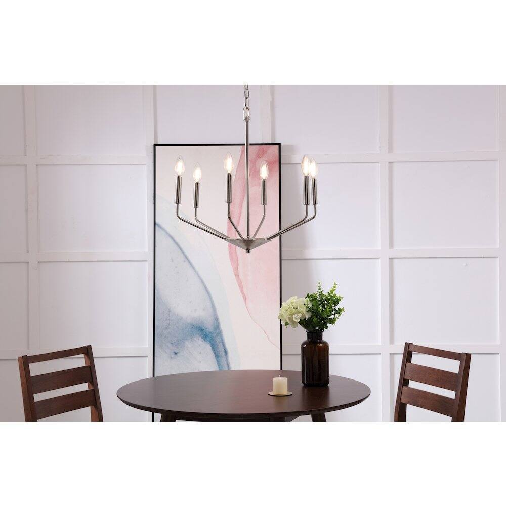 Alt View 6. Living District - Enzo 6 Light Chrome Pendant - Chrome.
