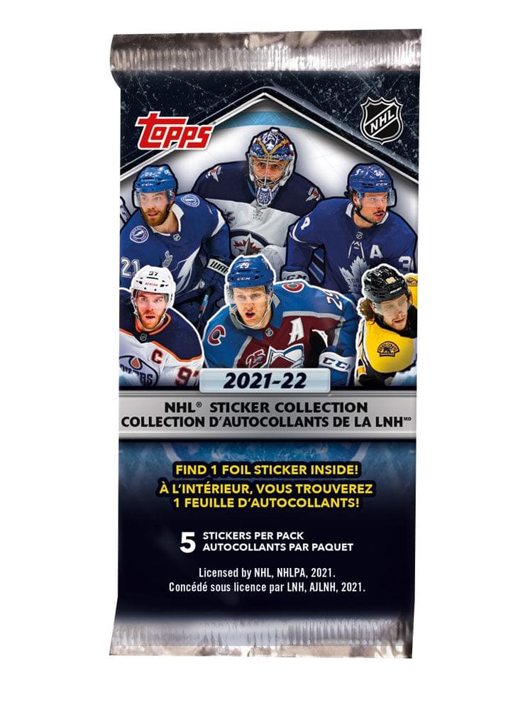 2021-22 Topps NHL Sticker Collection Pack | 4 Stickers and 1 Foil Sticker - Blue