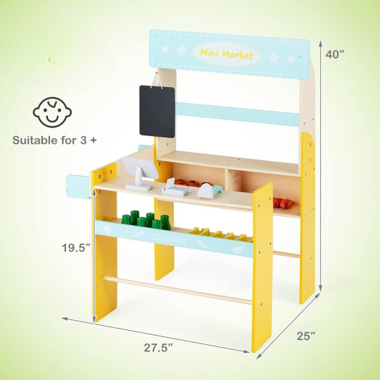 Mini Market  
Suitable for 3 +  
40"  
19.5"  
27.5"  
25"