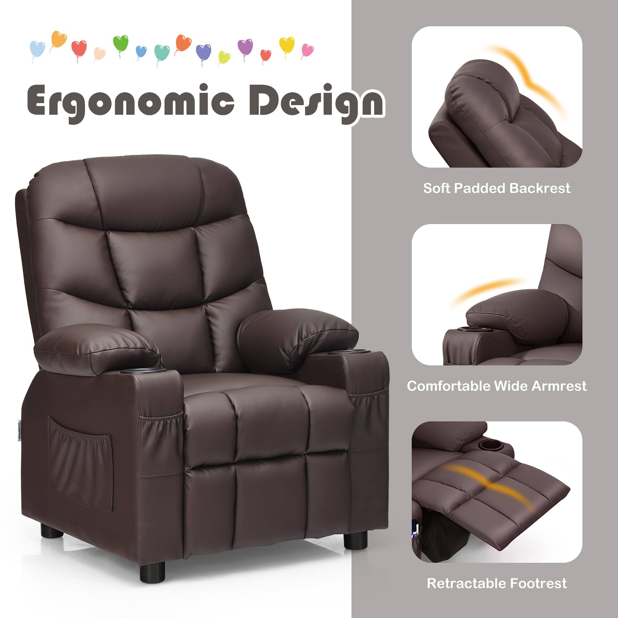 Ergonomic Design

- Soft Padded Backrest
- Comfortable Wide Armrest
- Retractable Footrest