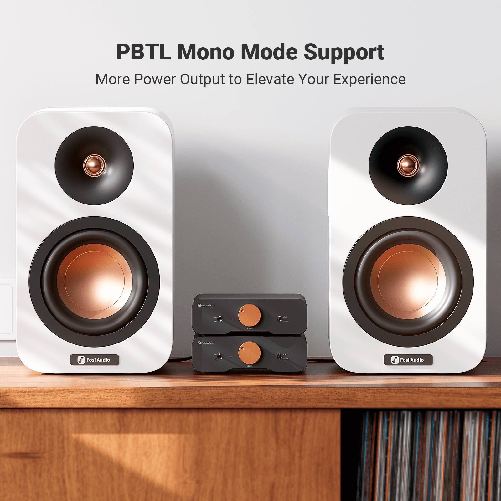 PBTL Mono Mode Support  
More Power Output to Elevate Your Experience  
Fosti Audio