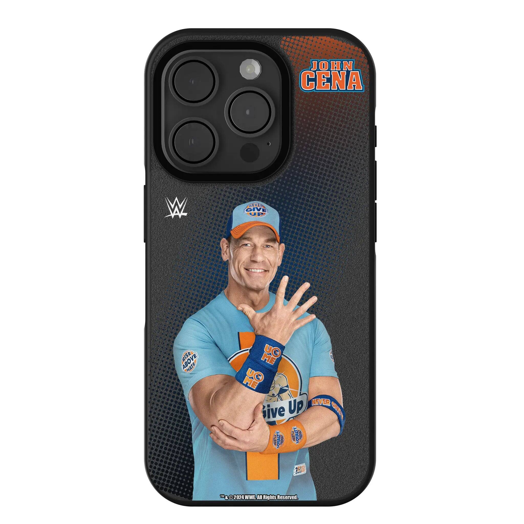 JOHN CENA  
W  
NEVER GIVE UP  
ABOVE HATE  
ME UO ME Ou NEVER Give Up AWESTES OYAL  
23  
© 2024 WWE. All Rights Reserved.