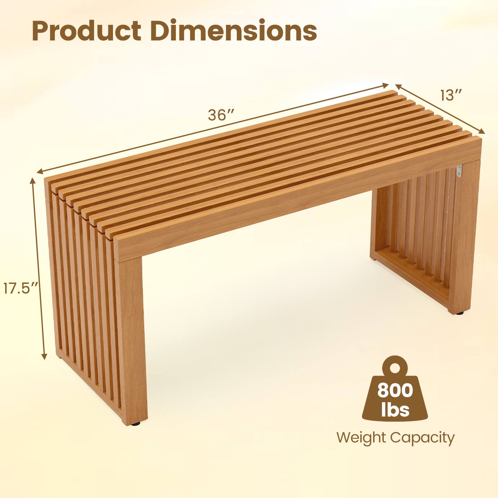 Product Dimensions

36" x 13" x 17.5"

Weight Capacity: 800 lbs