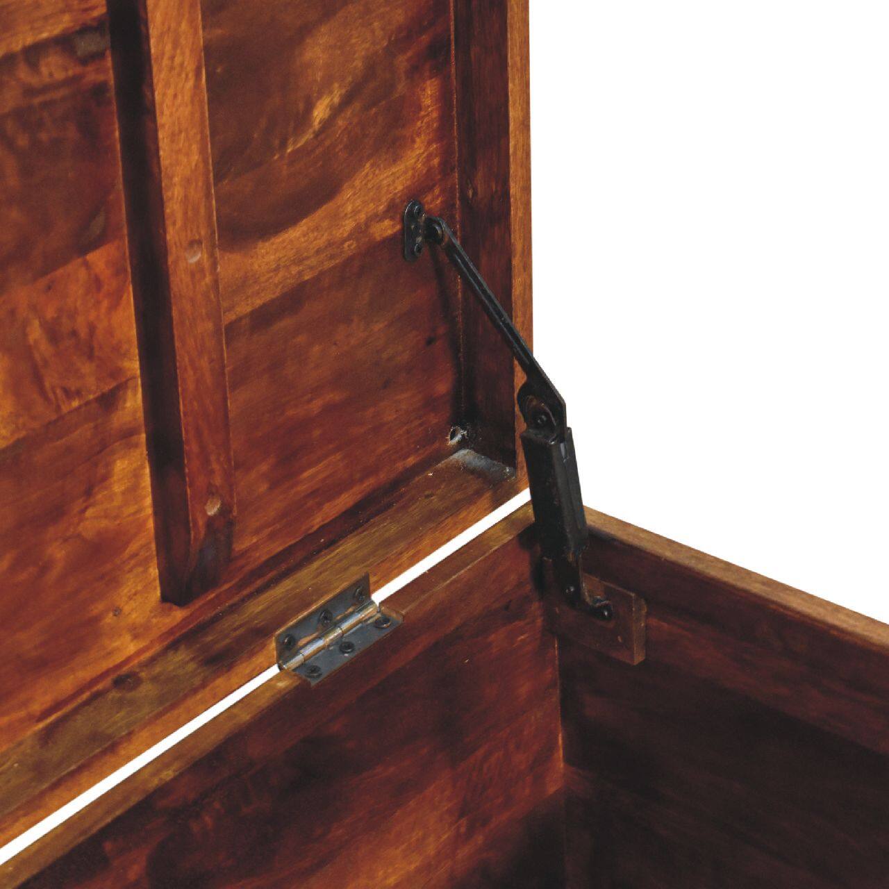 Alt View 4. Artisan Furniture - Artisan Furniture Solid Wood Buffalo Hide Chestnut Storage Trunk, Upholstered, Dark Brown - Dark Brown.