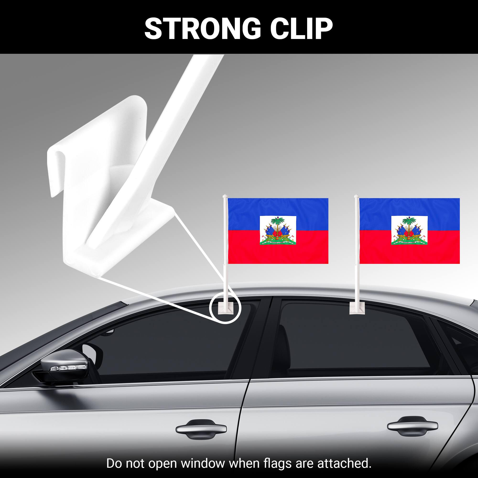 STRONG CLIP  
Do not open window when flags are attached.