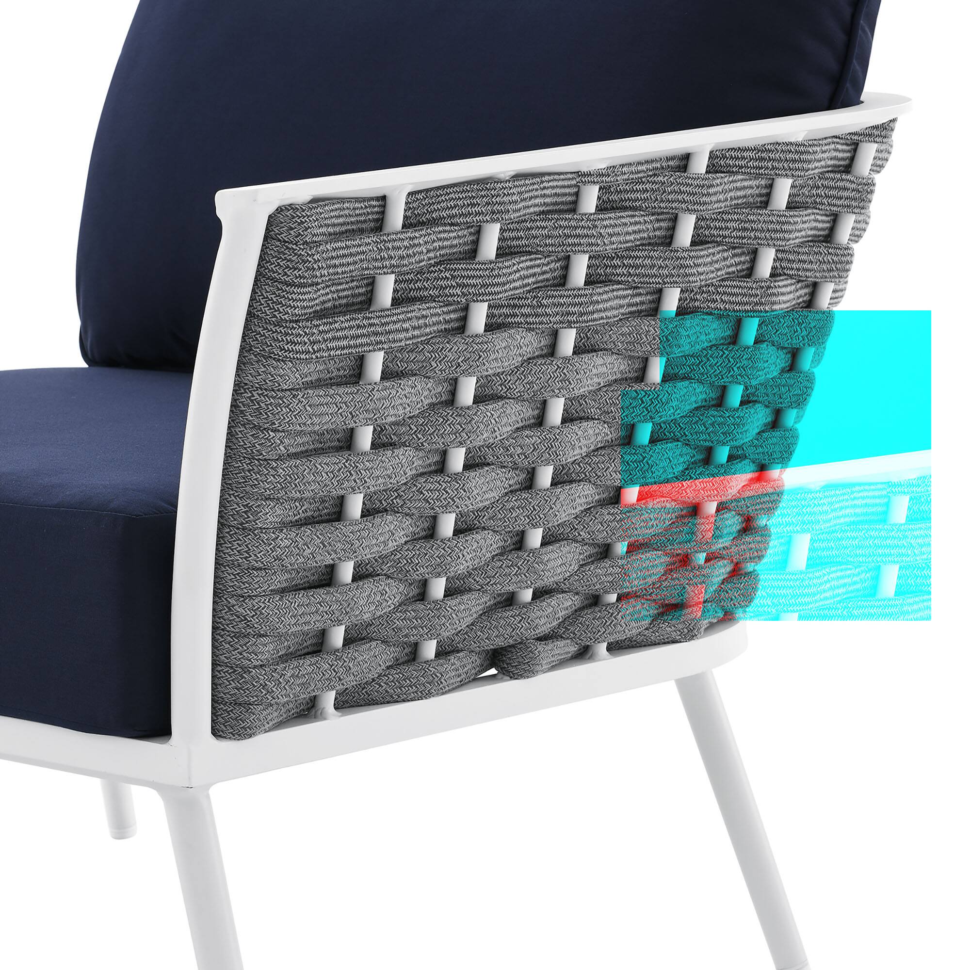 Alt View 4. Modway - Stance Outdoor Patio Aluminum Right-Facing Armchair by Modway - White Navy.