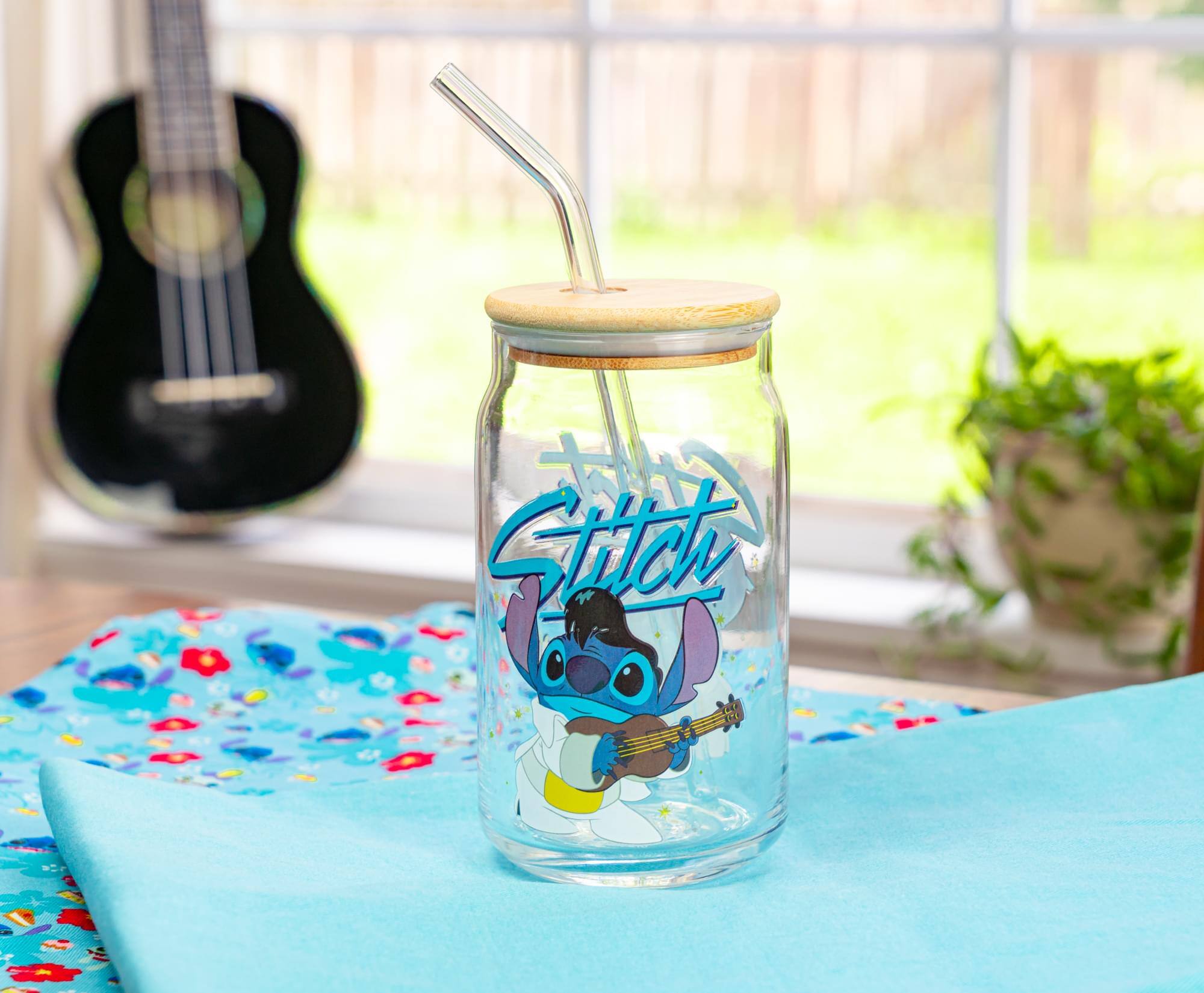 Alt View 5. Disney - Disney Lilo & Stitch Elvis Stitch 16-Ounce Glass Tumbler With Lid and Straw - Multi-Colored.