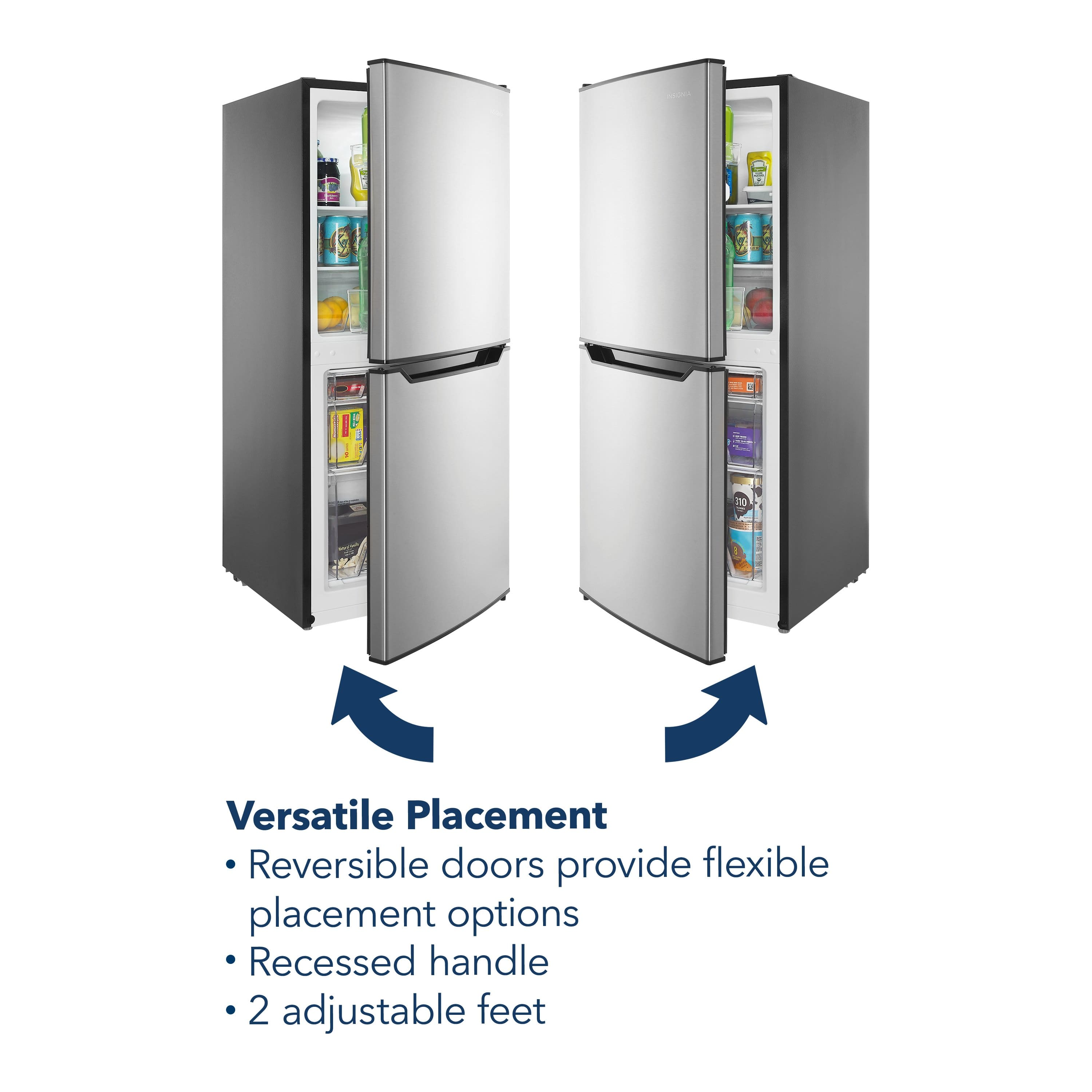 Versatile Placement: Reversible doors provide flexible placement options. Recessed handle. 2 adjustable feet.