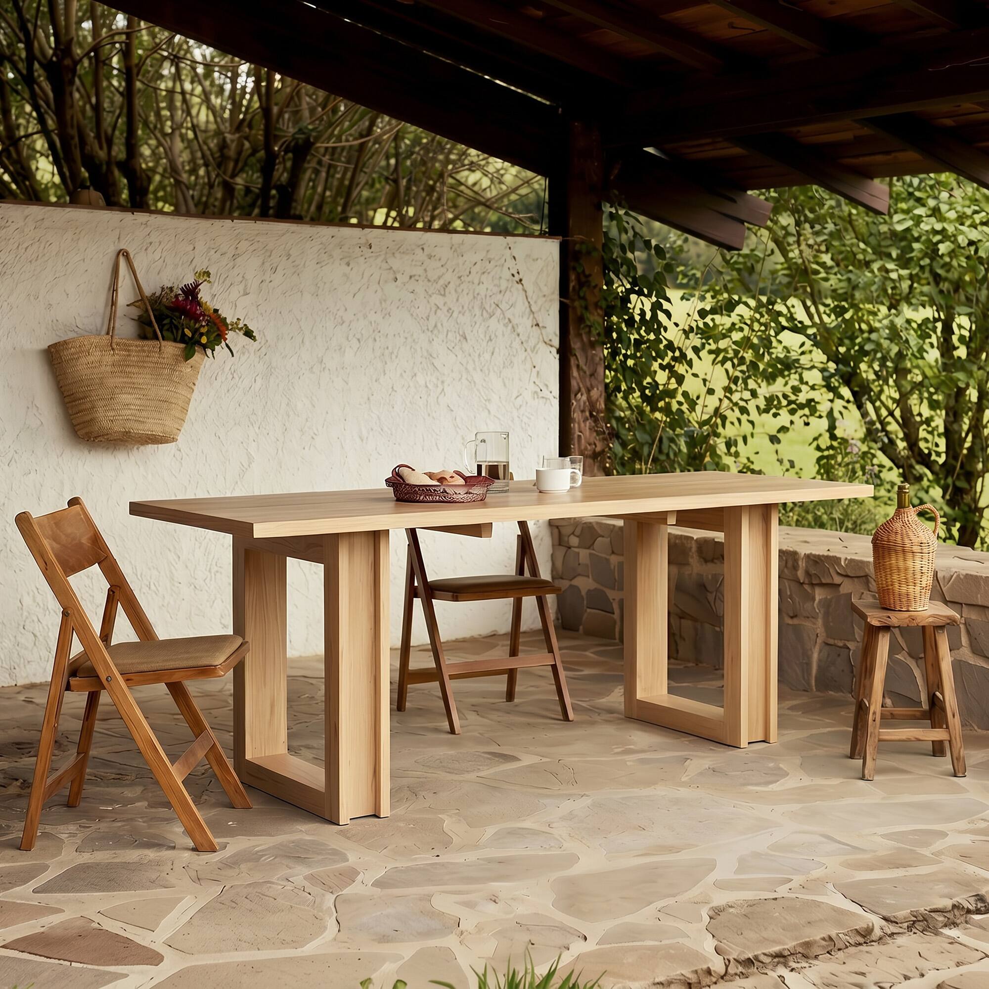 Alt View 2. Homsee - Solid Wood Veneer Large Dining Table, Pine & Rubberwood Desk for 8 Seater, Modern Farmhouse Kitchen Table for Home - Wooden.