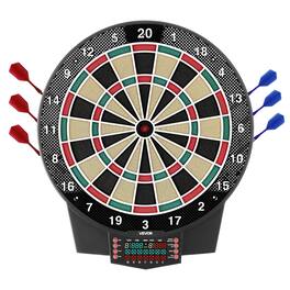 VEVOR - Electronic Dart Board, 15.5" Target Dartboard with 43 Games & 320+ Variations for Up to 8 Players, 6 Dart Shafts - Black and white