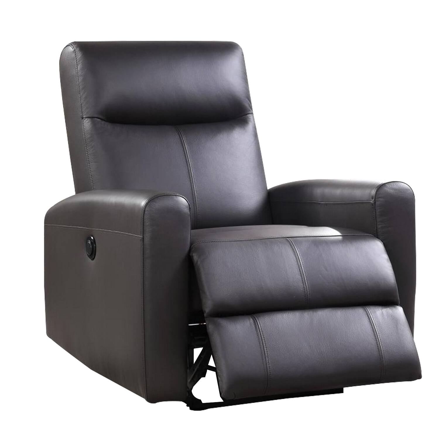 Front. Manhattan Lane - Leatherette Power Recliner with Tufted Back - Brown.