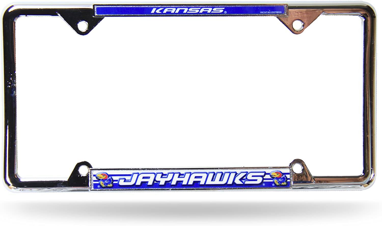 Kansas Jayhawks EZ View Chrome Metal License Plate Frame