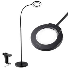 VEVOR - Magnifying Floor Lamp,5X Standing Magnifying Glass with Light,Height Adjustable Floor Magnifier, 3-in-1LED 5 Color Modes - Black