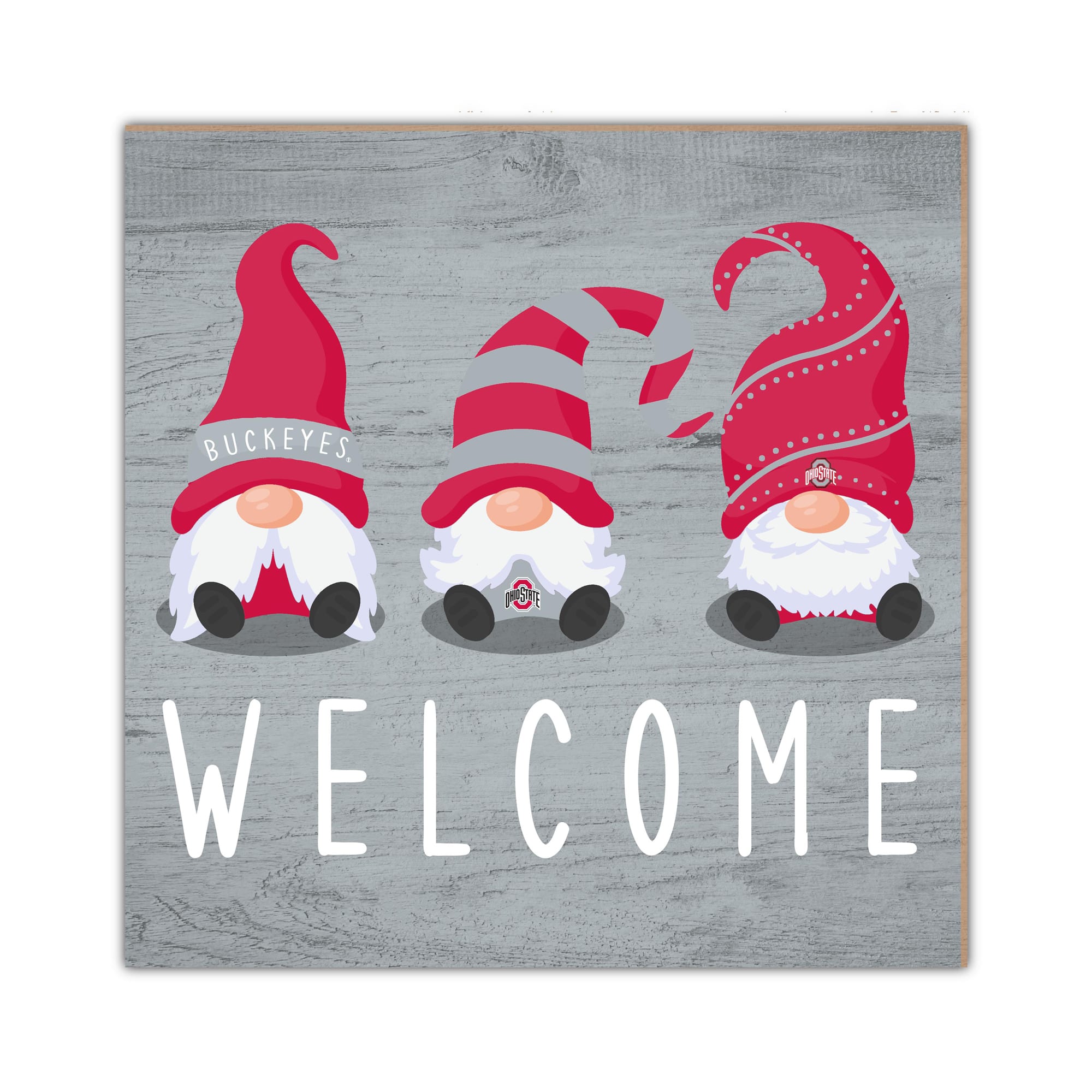 Fan Creations - Ohio State Buckeyes 10'' x 10'' Welcome Gnomes Sign - Multicolor