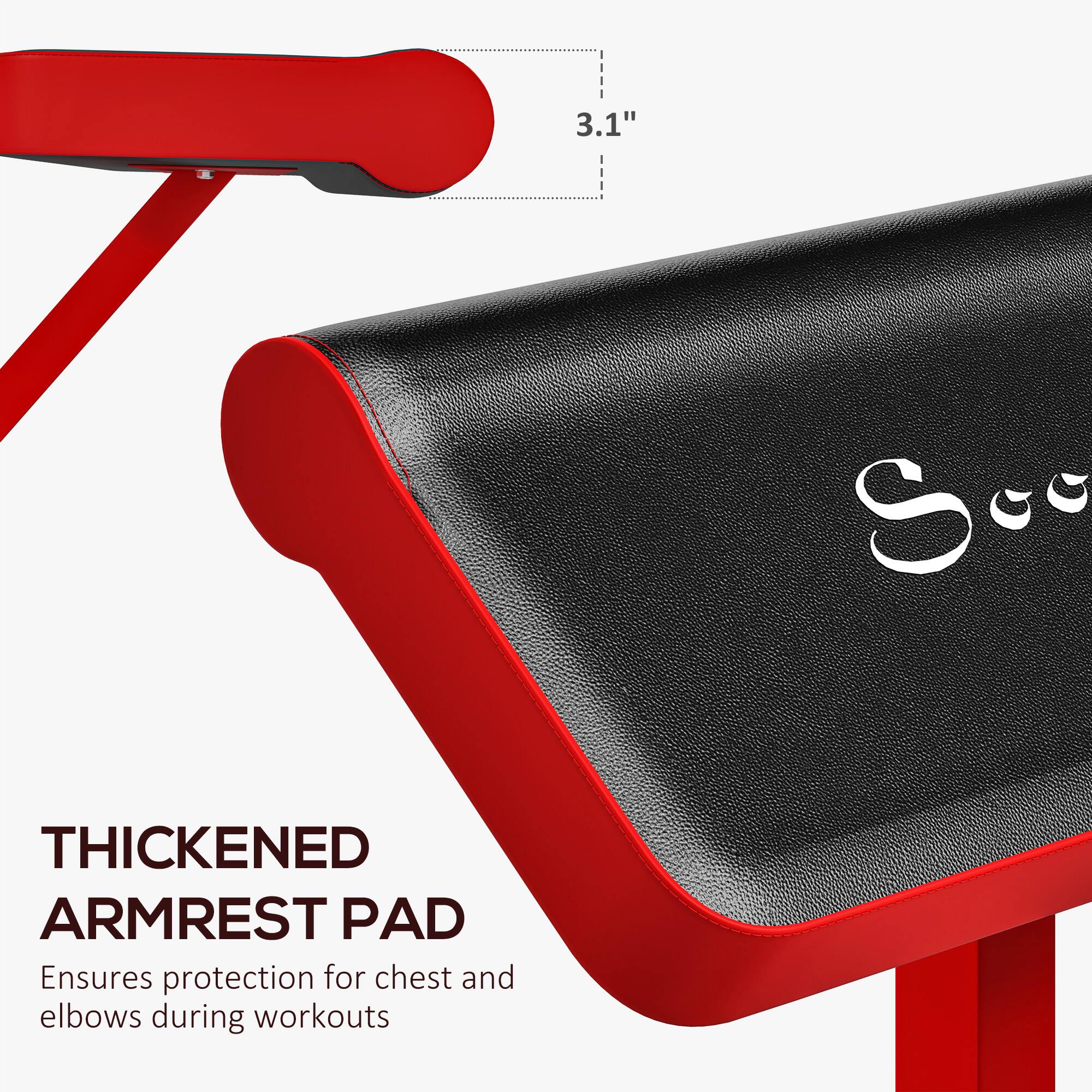 3.1" Thickened Armrest Pad  
Ensures protection for chest and elbows during workouts