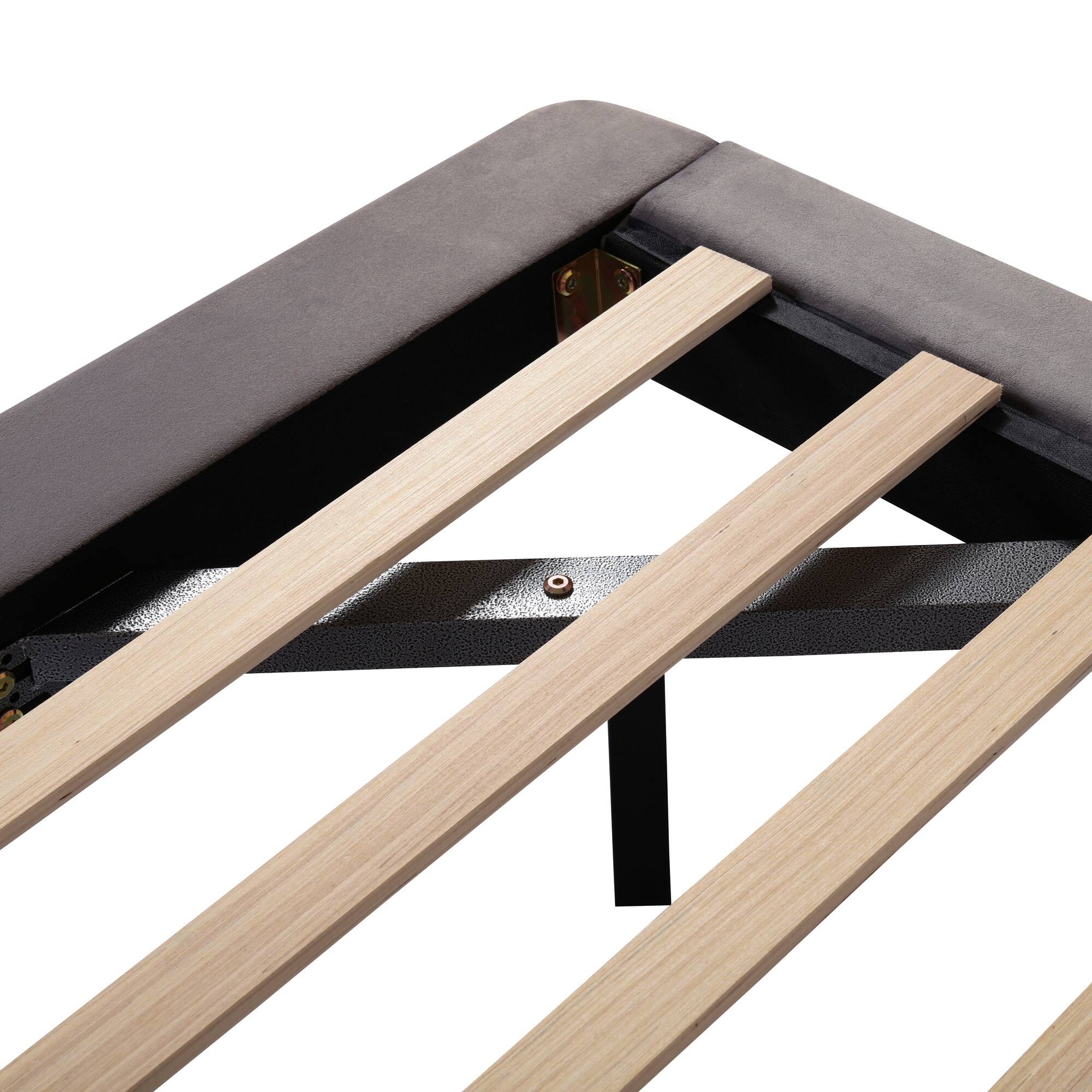 Alt View 6. Tiramisubest - Queen Size Upholstered Platform Bed with Sensor Light and 2 Large Backrests, 2 sets of USB Port and Socket, Gray - Gray.