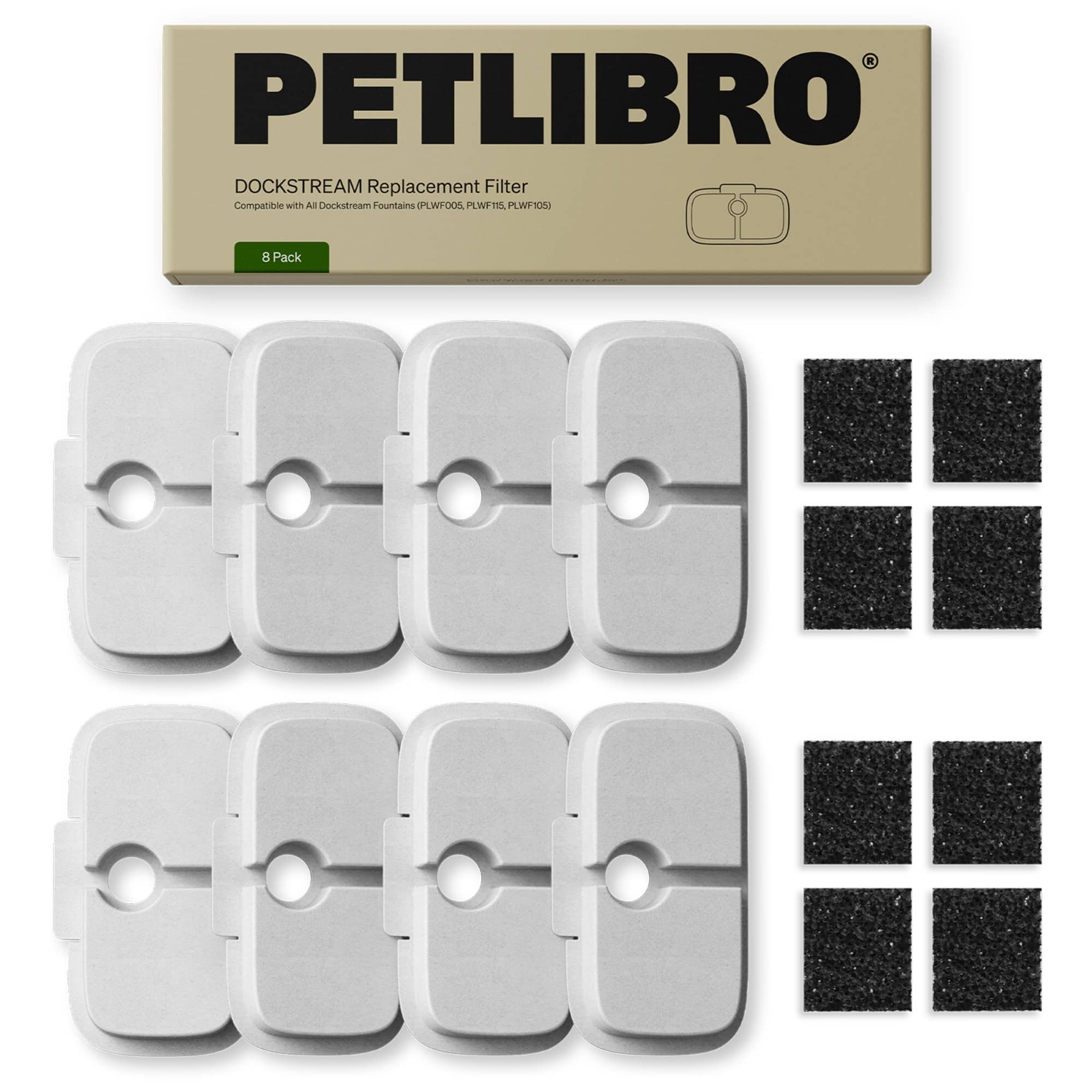 PETLIBRO - Dockstream Pet Water Fountain Replacement Filter (8 pack) - White - Front_Zoom