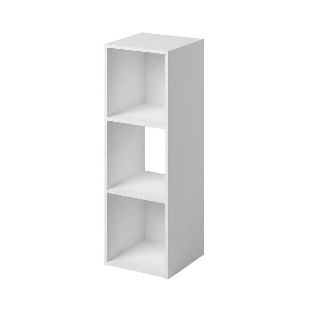 Front. FurniFact - White Wood Bookcase with Spacious Shelves and Sleek Design - White.