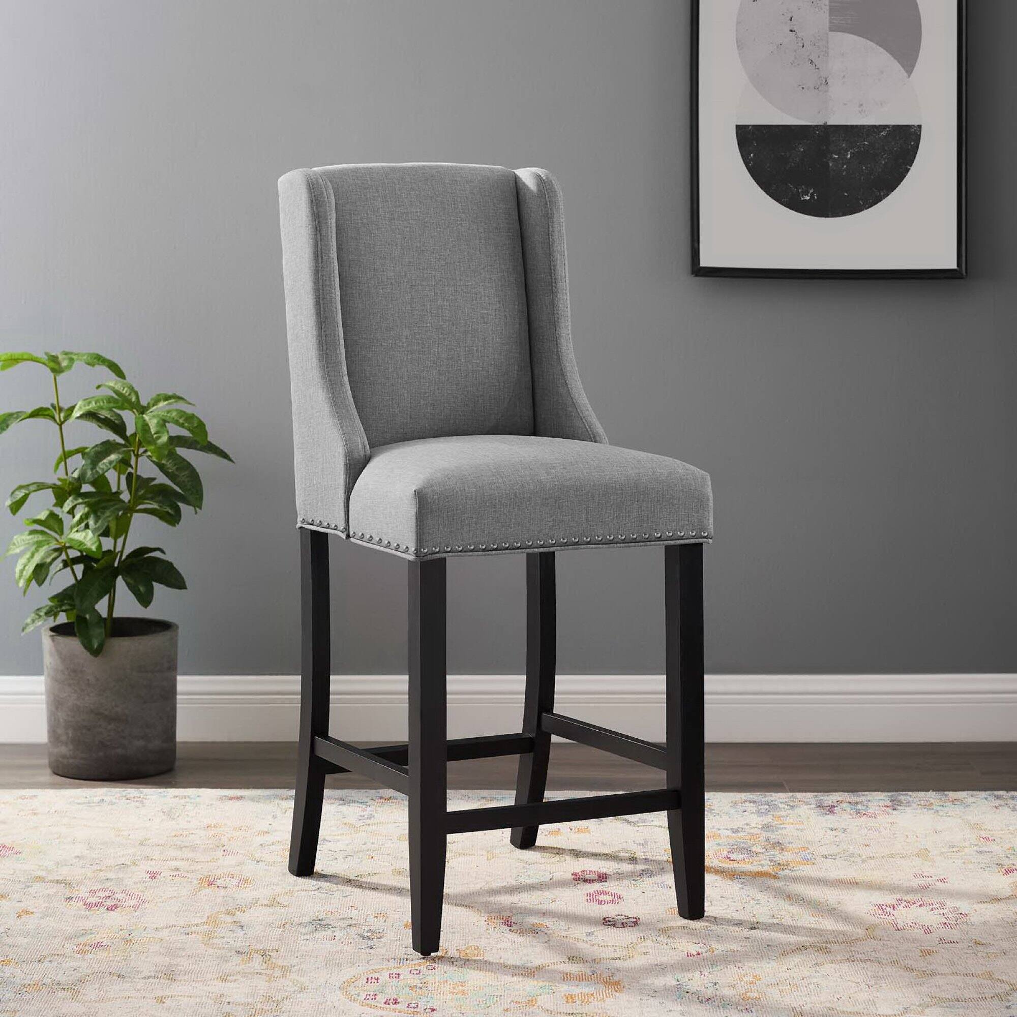 Alt View 2. Modway - Baron Upholstered Fabric Counter Stool by Modway - Gray.