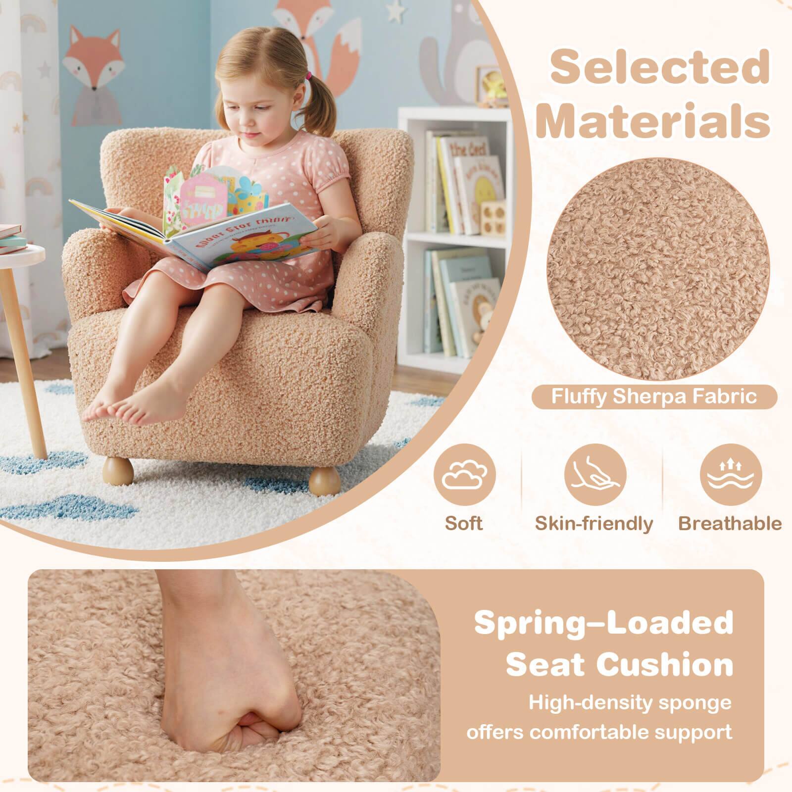 Selected Materials

Fluffy Sherpa Fabric
- Soft
- Skin-friendly
- Breathable

Spring-Loaded Seat Cushion
High-density sponge offers comfortable support