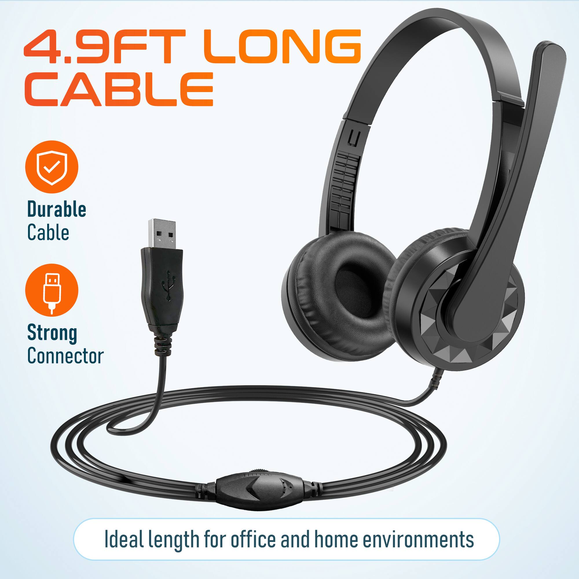 4.9FT LONG CABLE

- Durable Cable
- Strong Connector

Ideal length for office and home environments