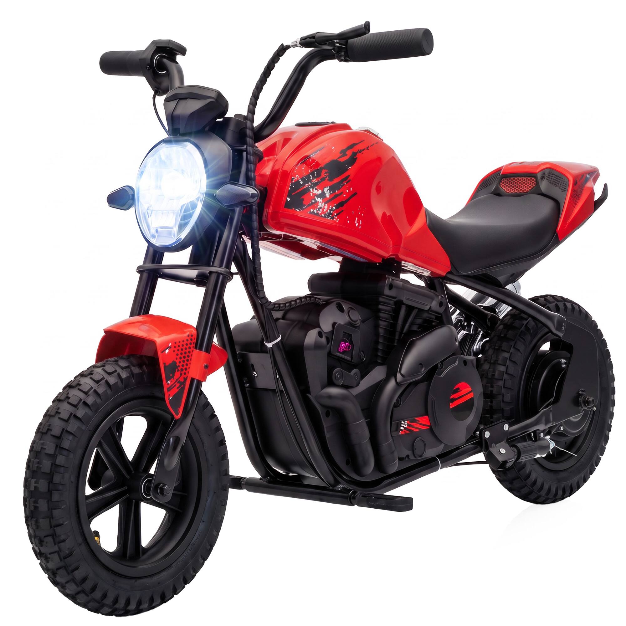 Front. Qaba - Kids Electric Motorcycle with 180W Motor, 12" Rubber Tires, Up to 11MPH - Red.