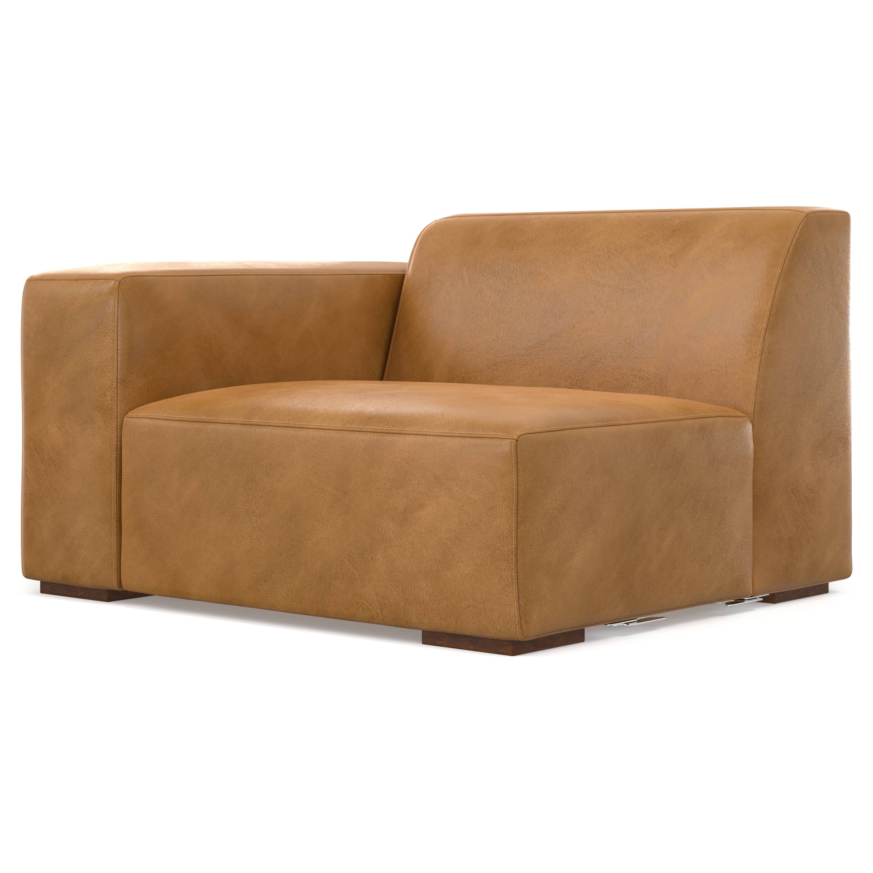 Front. Simpli Home - Rex Left-Arm Sofa Module in Genuine Leather - Sienna.