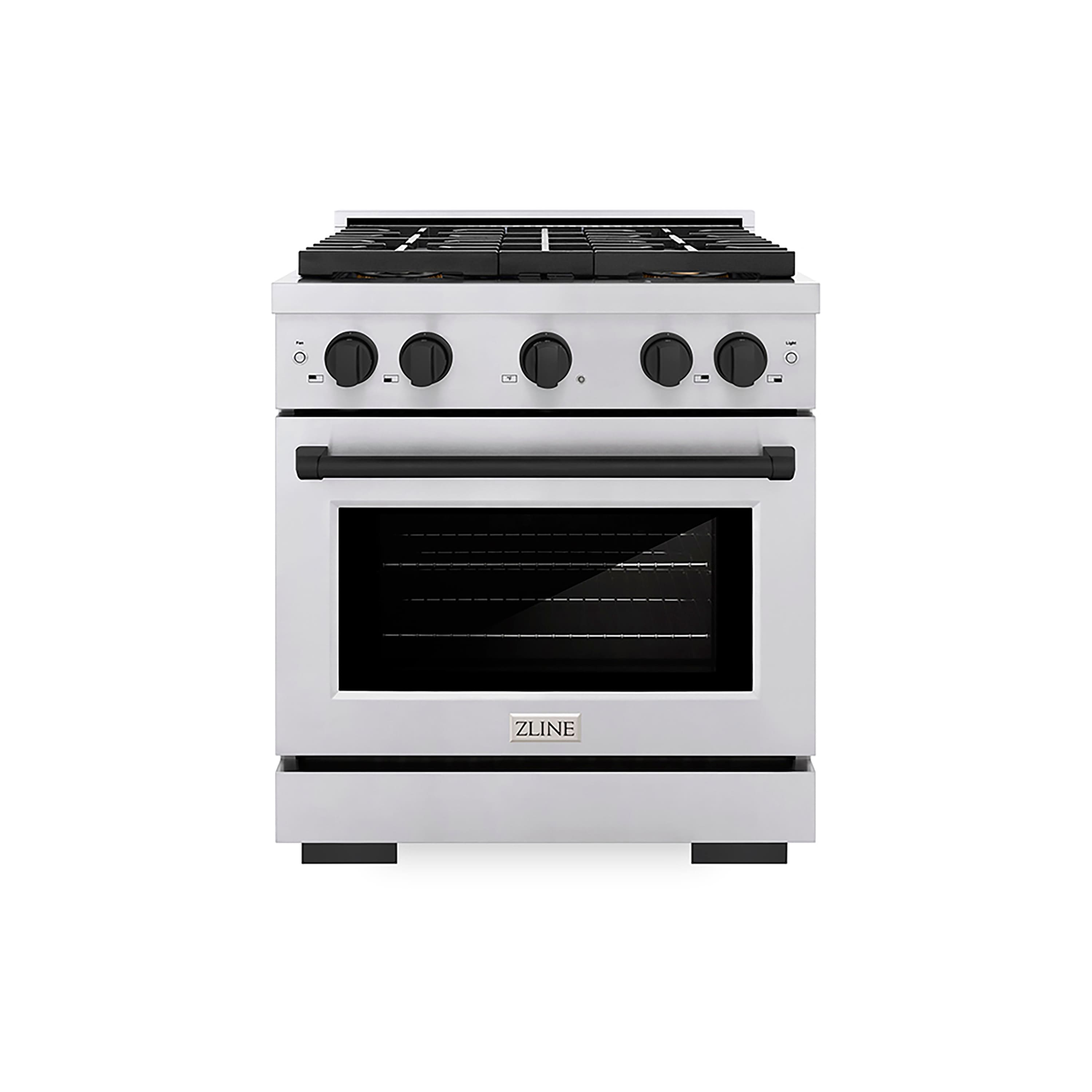 Front. ZLINE - Autograph 30 in. 4.2 cu. ft. Freestanding Paramount Gas Range with DuoPro Cooktop and Black Accents - Stainless Steel.