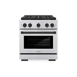 ZLINE - Autograph 30 in. 4.2 cu. ft. Freestanding Paramount Gas Range with DuoPro Cooktop and Black Accents - Stainless Steel