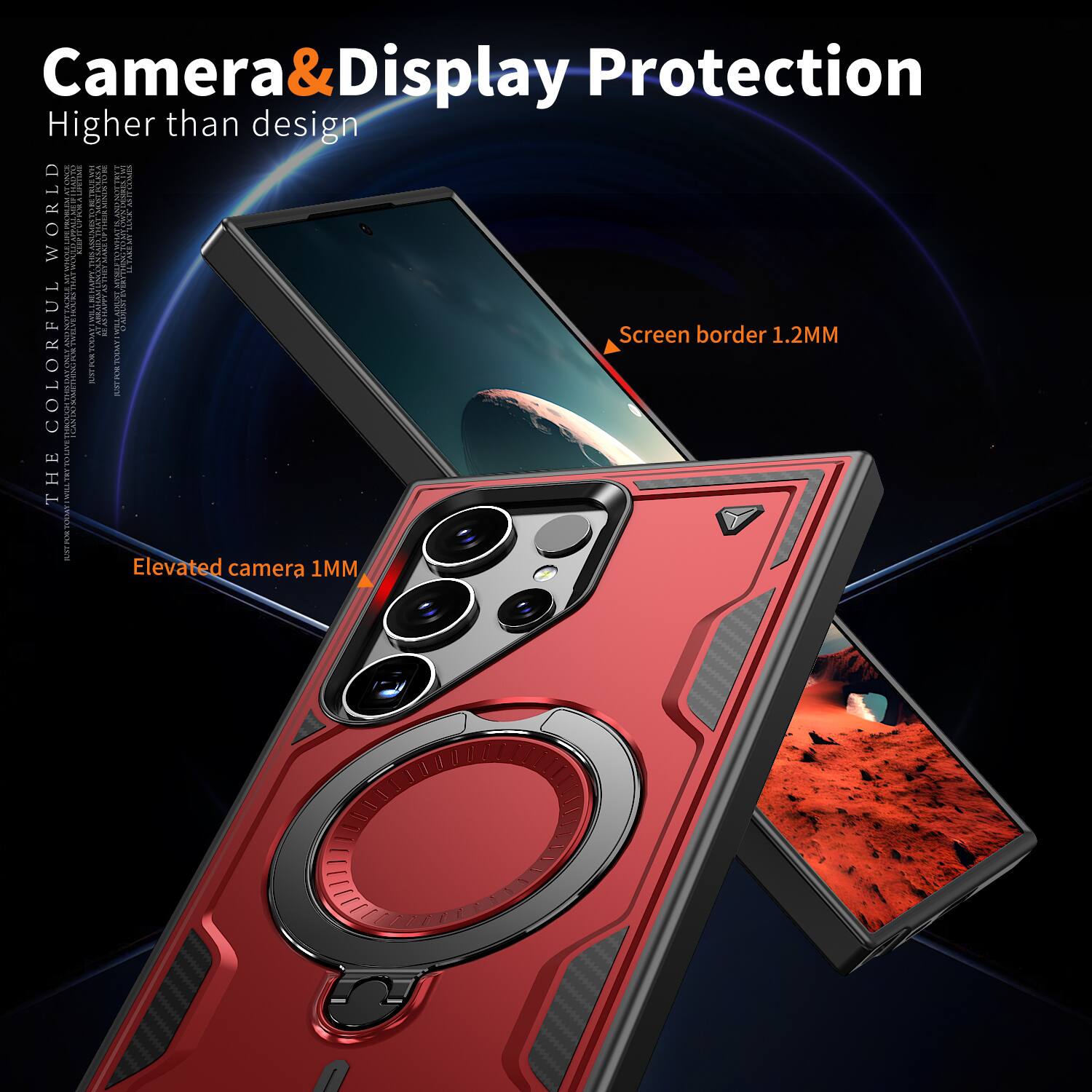 Camera & Display Protection  
Higher than design  

Screen border 1.2MM  
Elevated camera 1MM