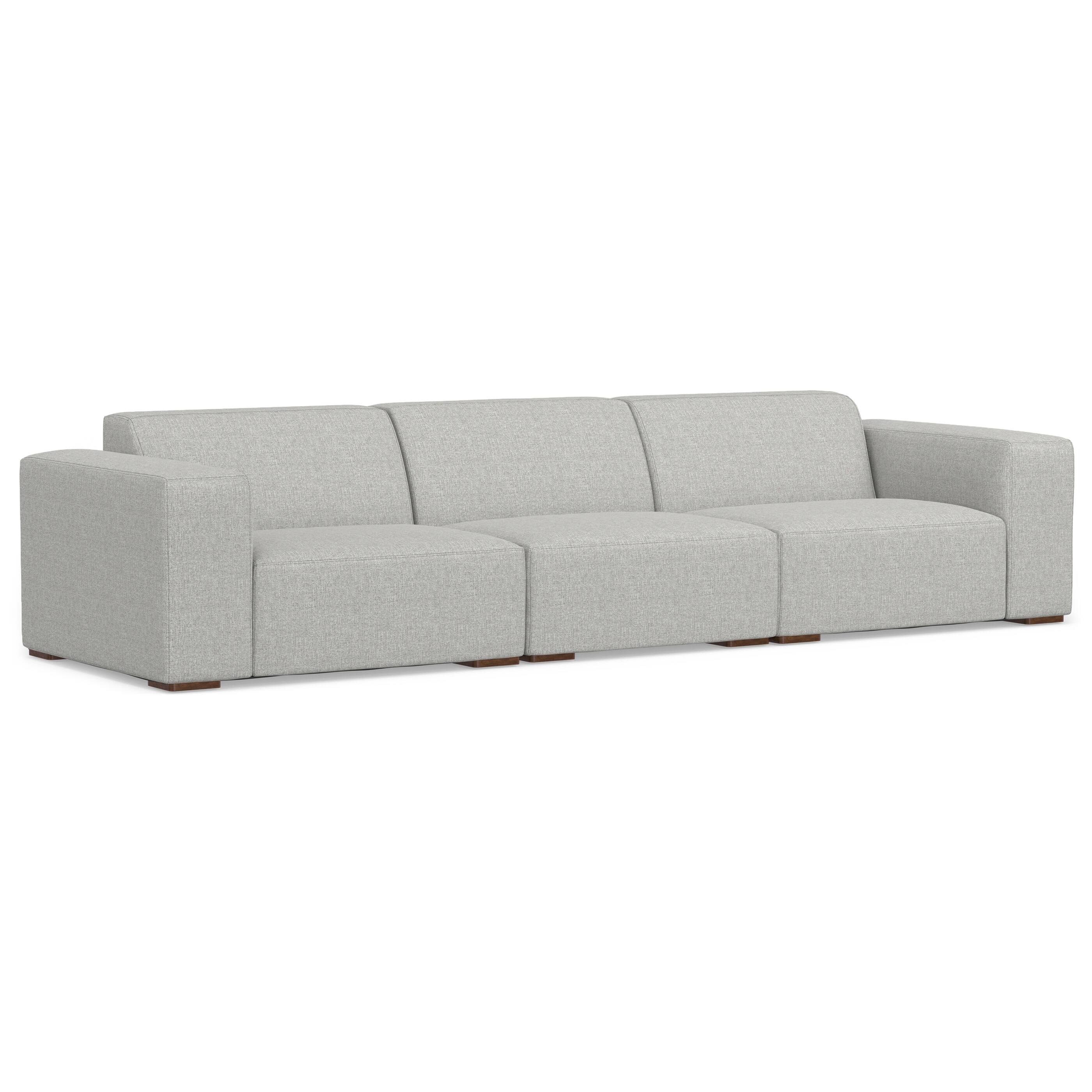Left. Simpli Home - Rex 3-Seater Sofa in Tightly Woven Performance Fabric - Pale Grey.
