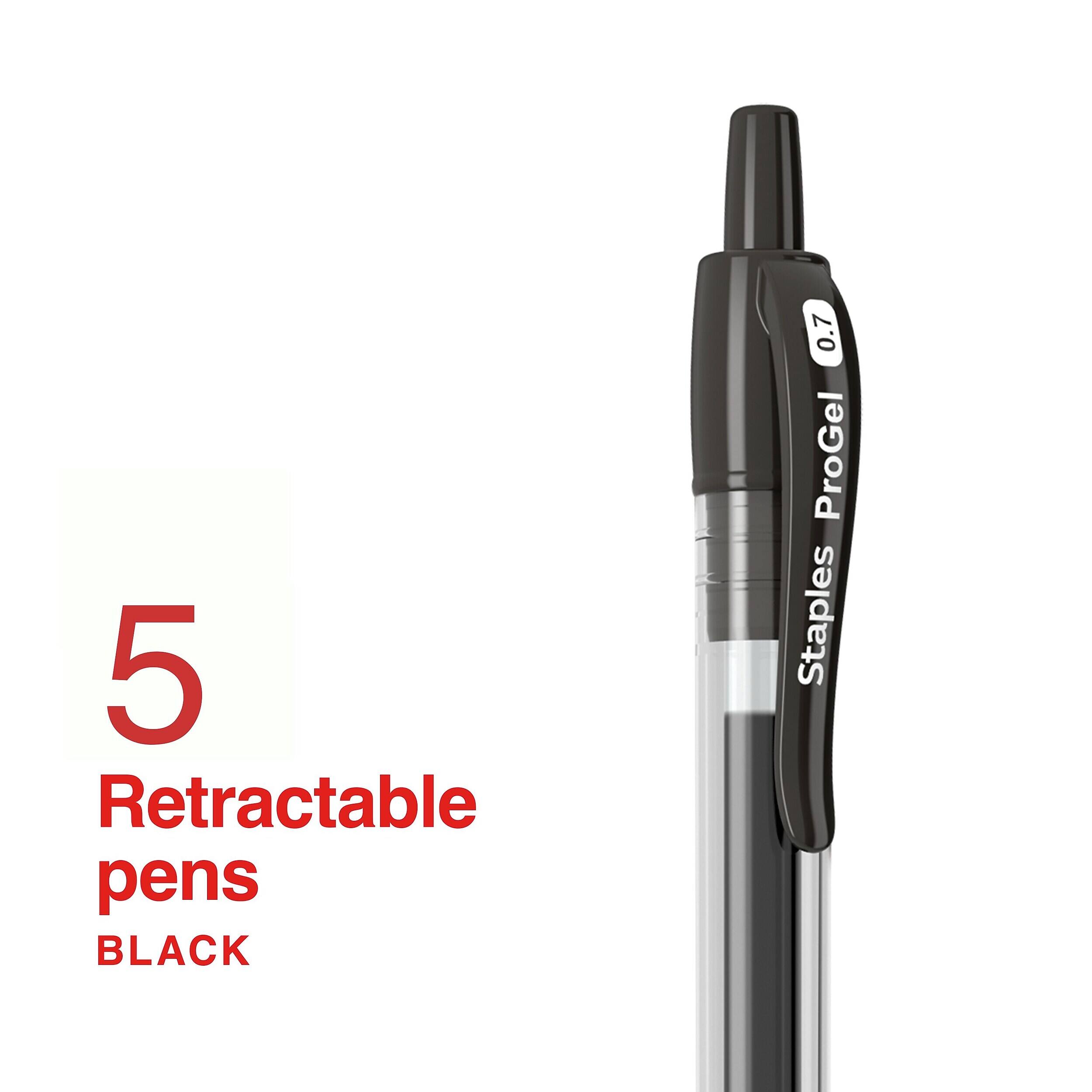 5 Retractable pens BLACK  
0.7 ProGel