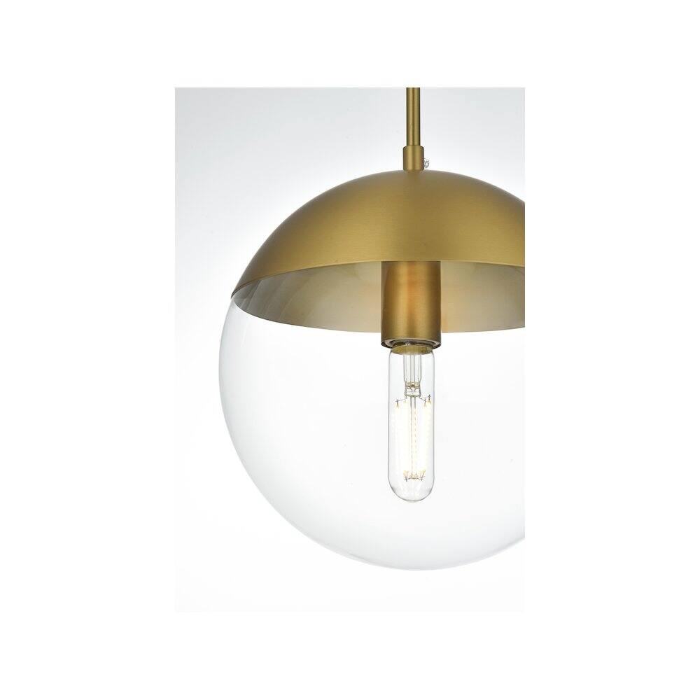 Alt View 5. Living District - Eclipse 10 Inch Pendant Clear Shade in Chrome - Satin Gold And Clear.