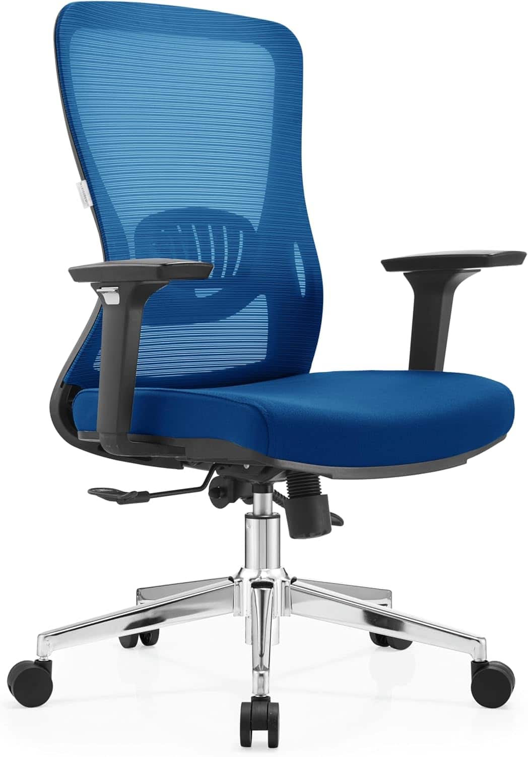 LeisureMod - Adorit Office Chair Ergonomic Mid-Back Mesh Computer Chair with Swivel & Tilt – Comfortable Desk Chair - Blue