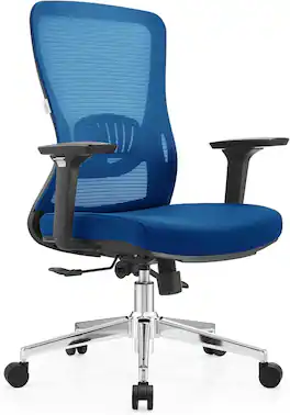 LeisureMod - Adorit Office Chair Ergonomic Mid-Back Mesh Computer Chair with Swivel & Tilt – Comfortable Desk Chair - Blue