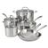 Angle. Tramontina - 10PC Tri-Ply Clad Cookware Set - Silver.