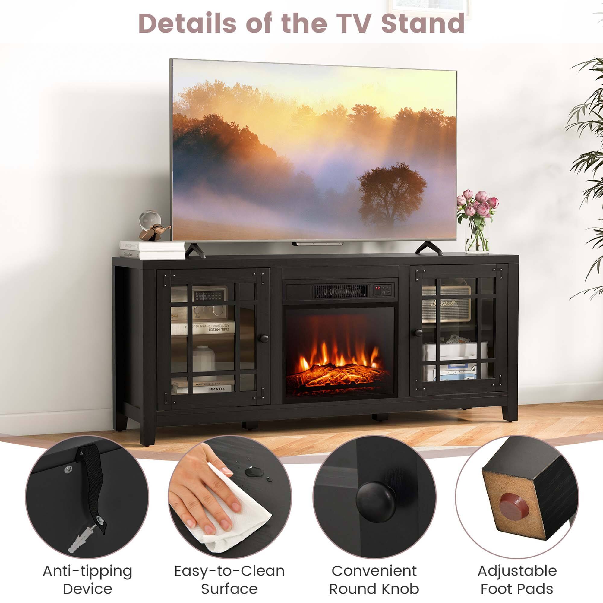 Details of the TV Stand

- Anti-tipping Device
- Easy-to-Clean Surface
- Convenient Round Knob
- Adjustable Foot Pads