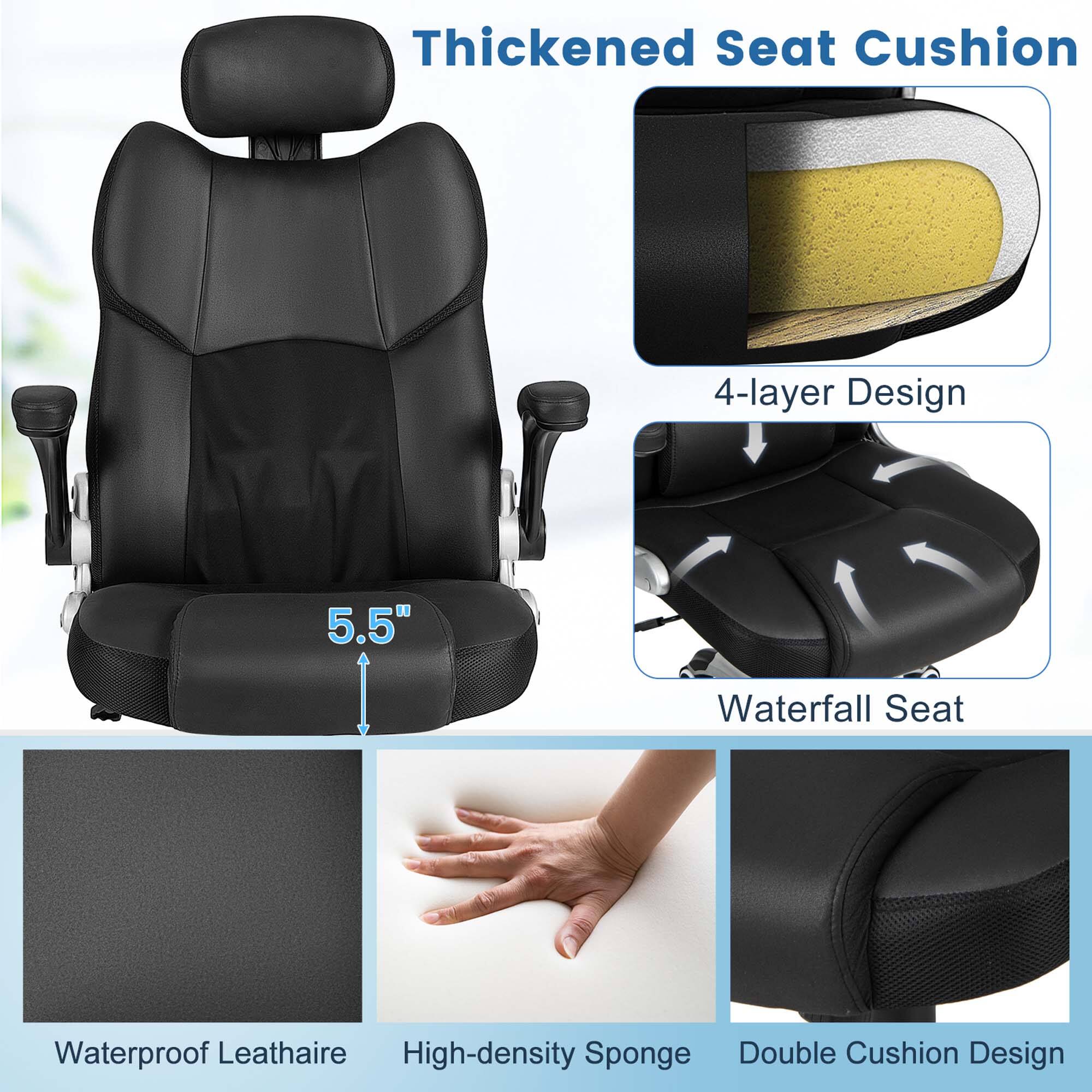 Thickened Seat Cushion 4-layer Design 5.5" Waterfall Seat Waterproof Leathaire High-density Sponge Double Cushion Design