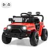 Front. Costway - Costway 12V Kids Ride on Truck Car Battery Powered Electric Vehicle with Remote Control - Red.