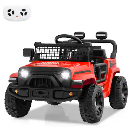 Front. Costway - Costway 12V Kids Ride on Truck Car Battery Powered Electric Vehicle with Remote Control - Red.
