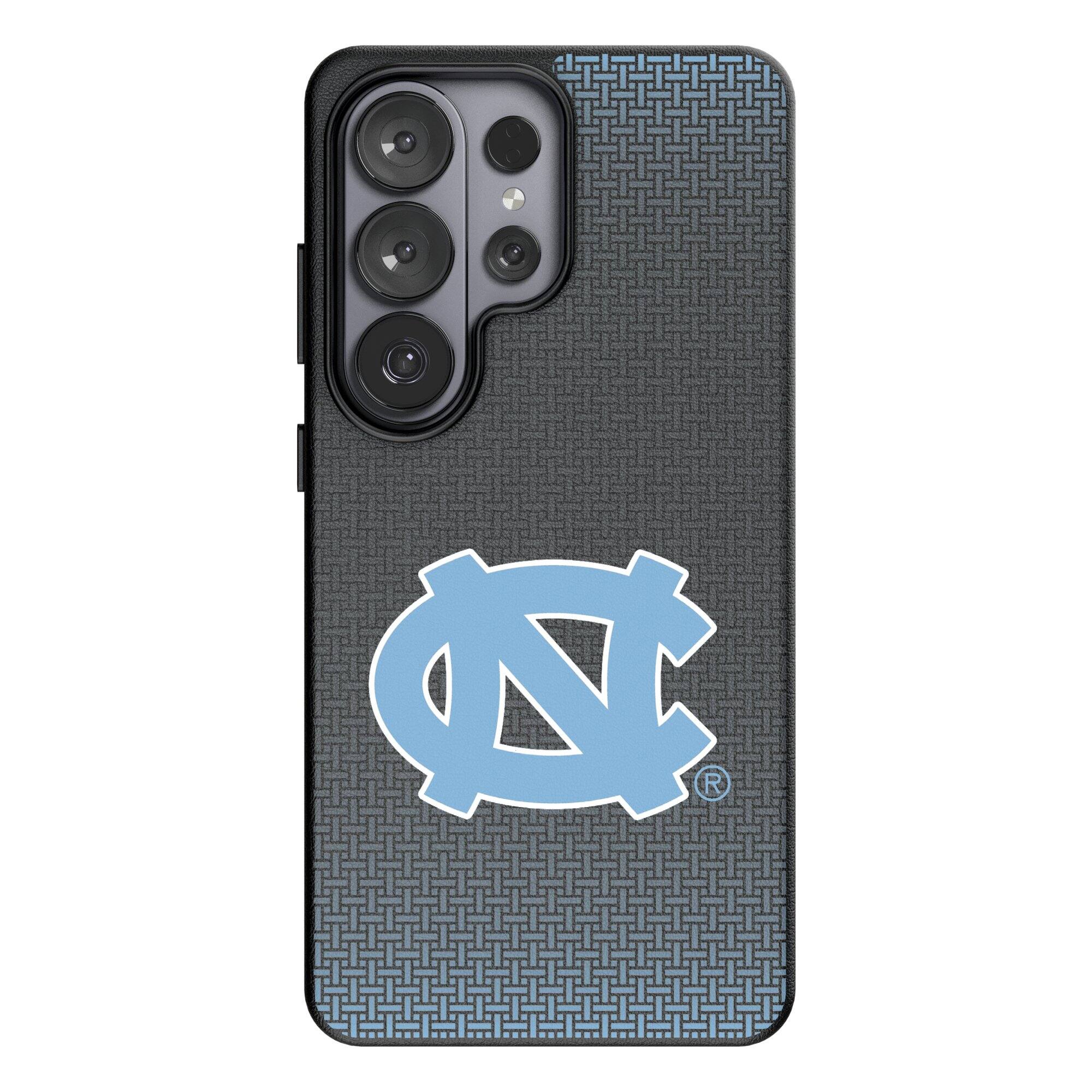Front. Keyscaper - North Carolina Tar Heels Linen Galaxy Magnetic Bump Case - S25 - Black.