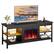 Front. Pinmoco - Pinmoco - 55 Inch Electric Fireplace TV Stand Fits TVs up to 65 Inch Gaming TV Console with Open Storage Shelves - Black.