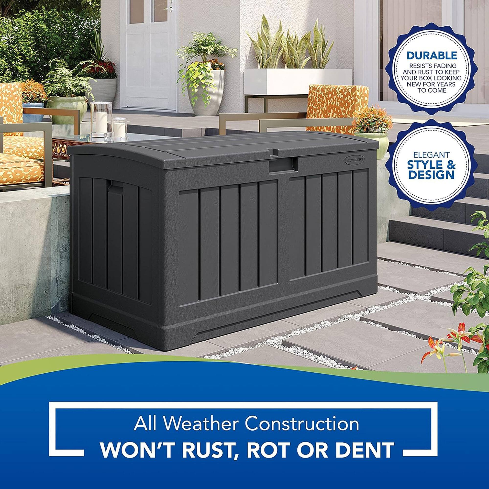 - DURABLE  
  RESISTS FADING AND RUST TO KEEP YOUR BOX LOOKING NEW FOR YEARS TO COME

- ELEGANT STYLE & DESIGN

- All Weather Construction  
  WON'T RUST, ROT OR DENT
