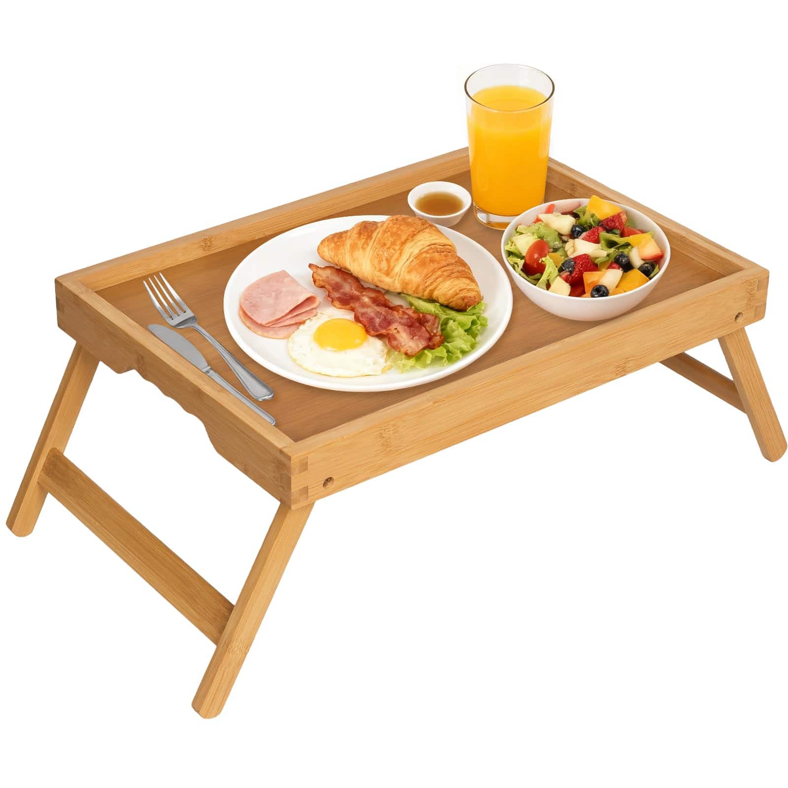 Stylel Star - Artmeer Bed Tray Table with Folding Legs, Breakfast in Bed for TV Table, Laptop Computer Tray - Bamboo