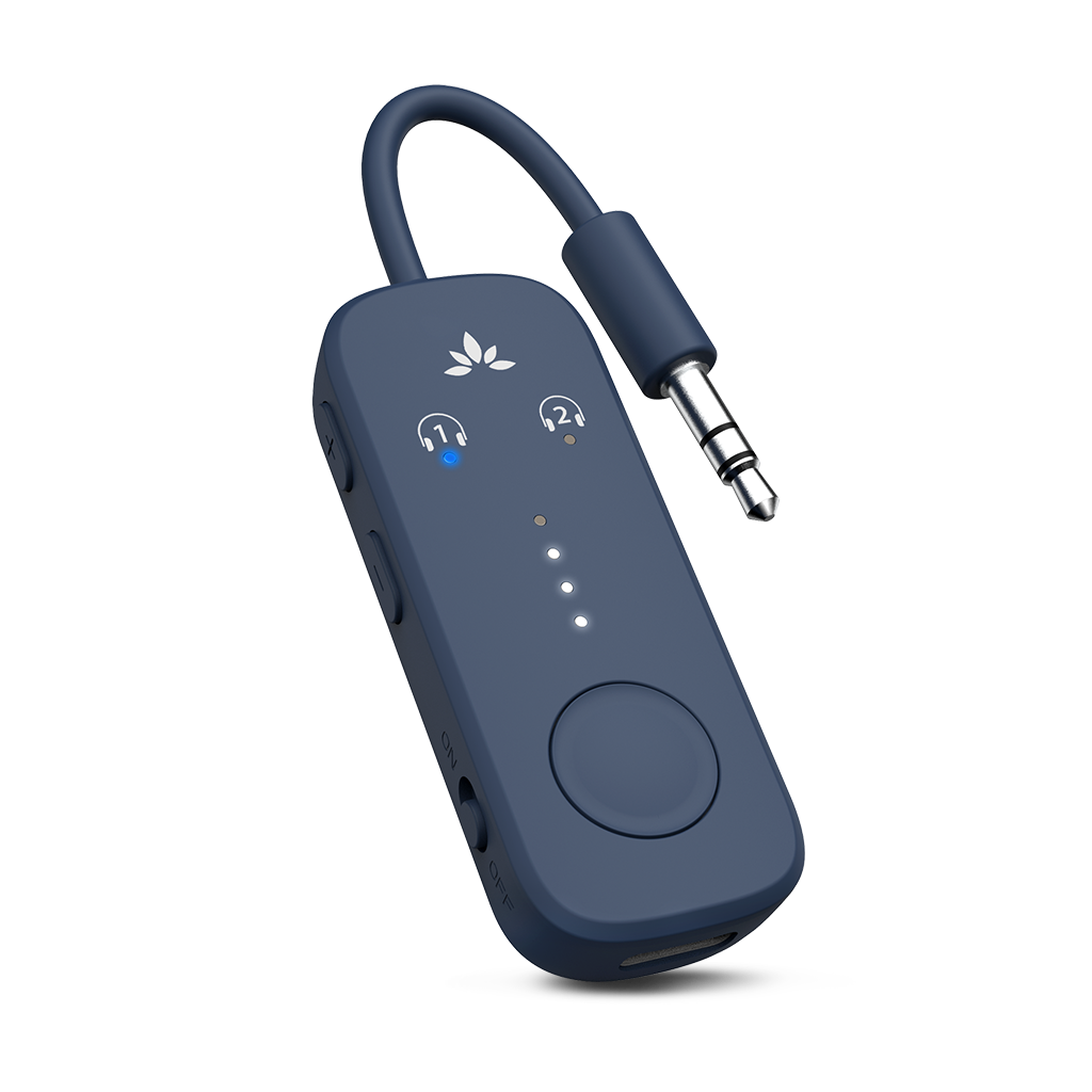 Front. Avantree - Relay - Airplane Bluetooth 5.3 Adapter with Qualcomm aptX Adaptive, Supports 2 AirPods or Headphones.
